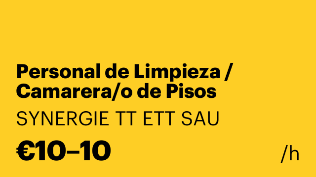 Personal de Limpieza / Camarera/o de Pisos