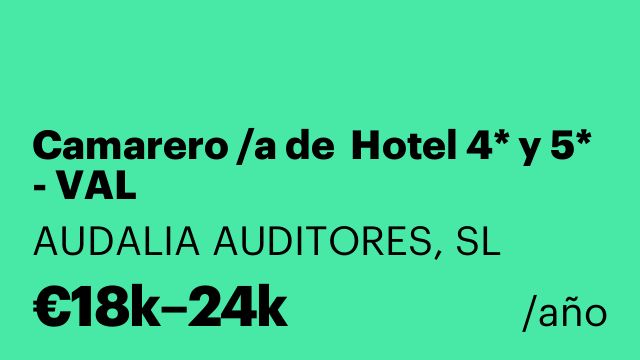 Camarero /a de  Hotel 4* y 5* - VAL