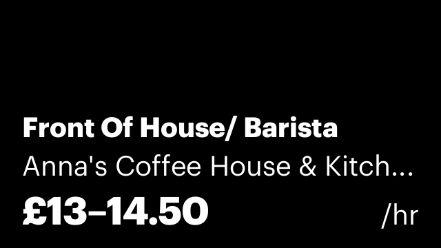 Front Of House/ Barista