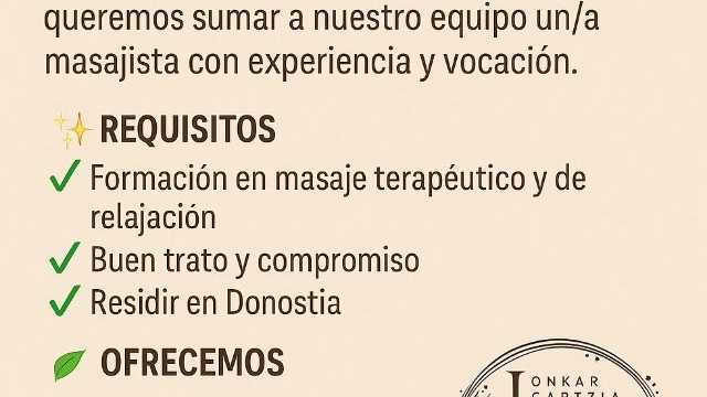 Se busca Masajista