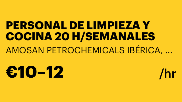 PERSONAL DE LIMPIEZA Y COCINA 20 H/SEMANALES