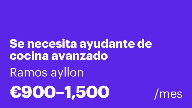 Se necesita ayudante de cocina avanzado