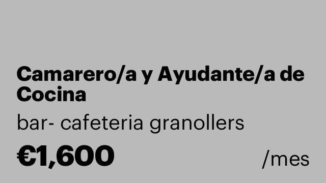 Camarero/a y Ayudante/a de Cocina