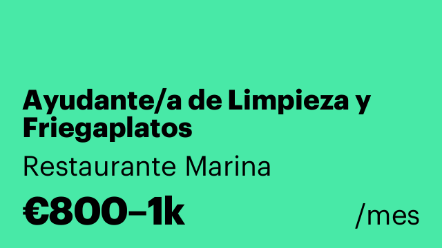 Ayudante/a de Limpieza y Friegaplatos