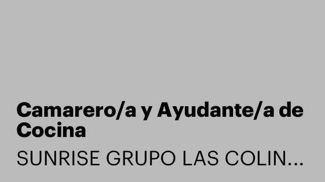 Camarero/a y Ayudante/a de Cocina