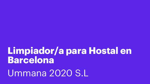 Limpiador/a para Hostal en Barcelona