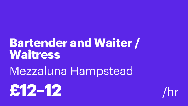 Bartender and Waiter / Waitress