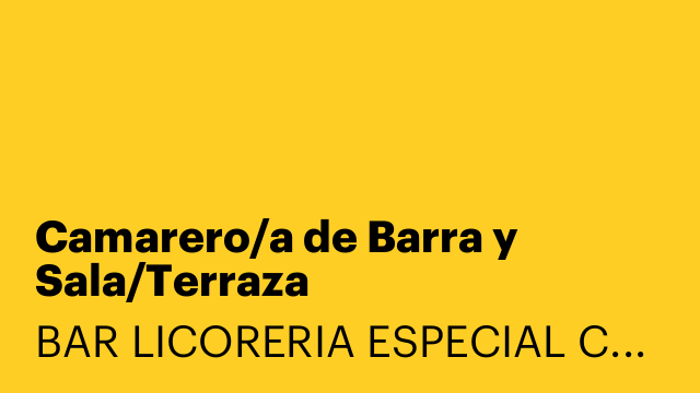 Camarero/a de Barra y Sala/Terraza