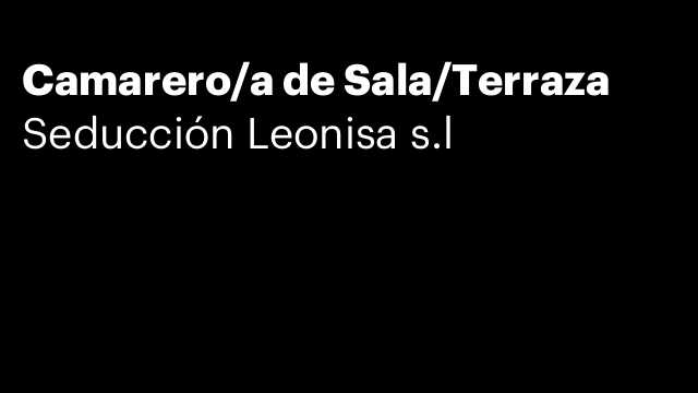 Camarero/a de Sala/Terraza