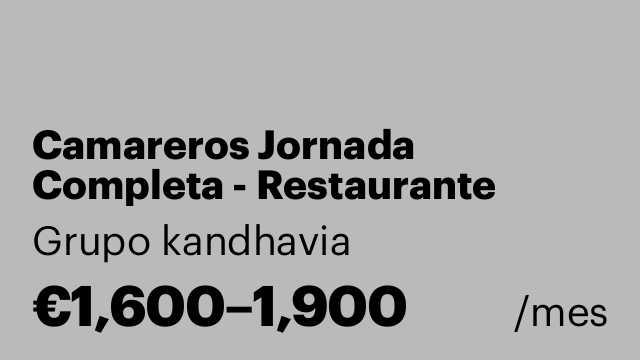Camareros Jornada Completa - Restaurante