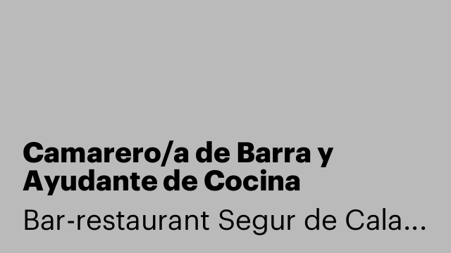 Camarero/a de Barra y Ayudante de Cocina