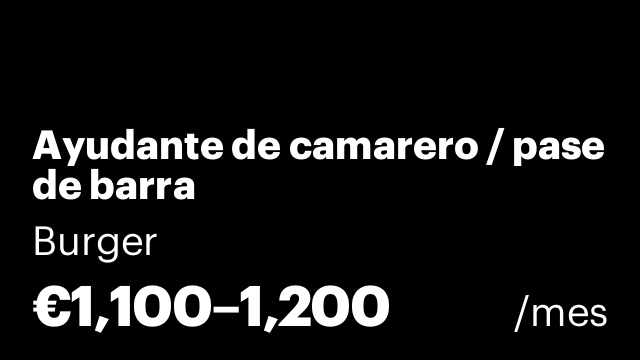 Ayudante de camarero / pase de barra