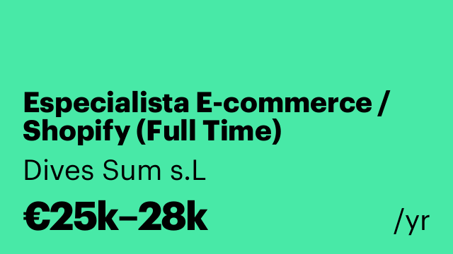 Especialista E-commerce / Shopify (Full Time)