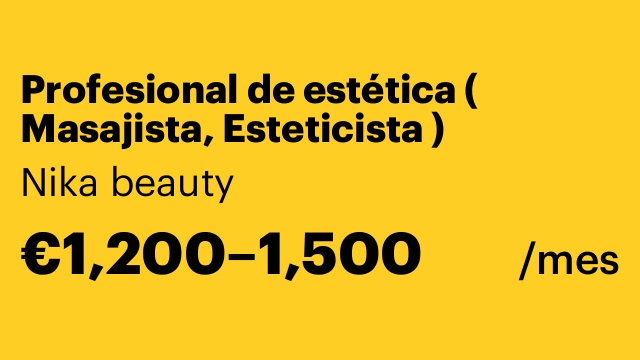 Profesional de estética ( Masajista, Esteticista )