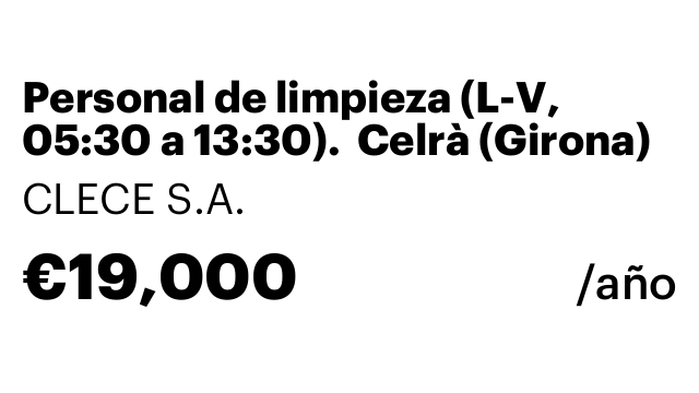 Personal de limpieza (L-V, 05:30 a 13:30).  Celrà (Girona)