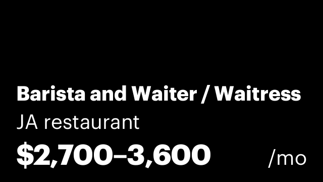 Barista and Waiter / Waitress