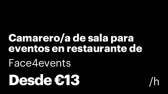 Camarero/a de sala para eventos en restaurante de estrella michelín.