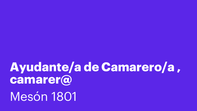 Ayudante/a de Camarero/a , camarer@