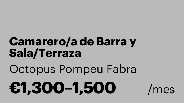 Camarero/a de Barra y Sala/Terraza