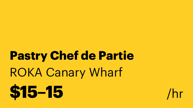 Pastry Chef de Partie