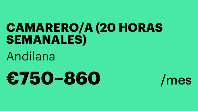 CAMARERO/A (20 HORAS SEMANALES)