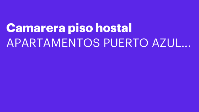 Camarera piso hostal
