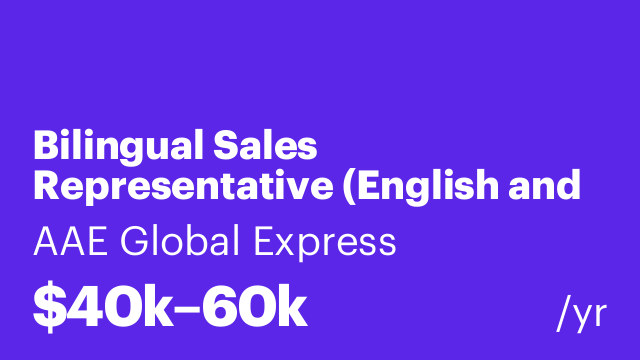 Bilingual Sales Representative (English and Chinese)