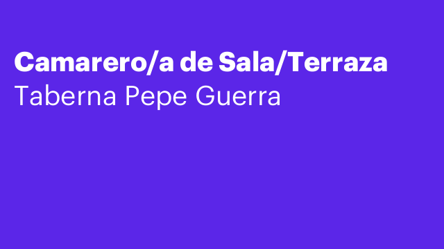 Camarero/a de Sala/Terraza