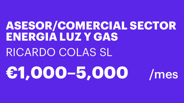 ASESOR/COMERCIAL SECTOR ENERGIA LUZ Y GAS