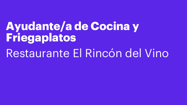 Ayudante/a de Cocina y Friegaplatos