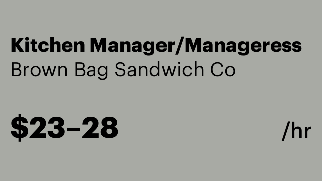 Kitchen Manager/Manageress