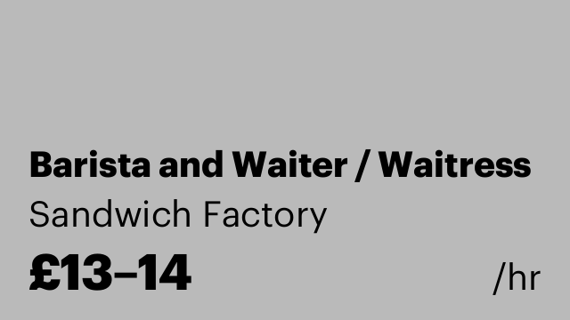 Barista and Waiter / Waitress