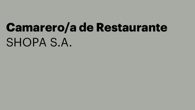 Camarero/a de Restaurante