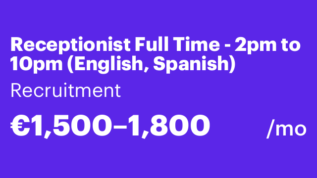 Receptionist Full Time - 2pm to 10pm (English, Spanish)