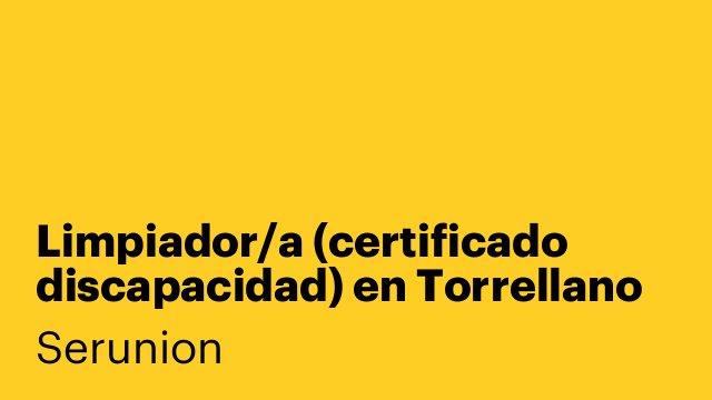 Limpiador/a (certificado discapacidad) en Torrellano
