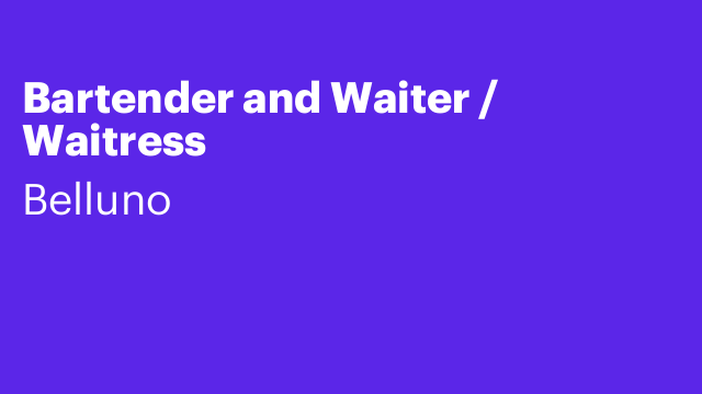 Bartender and Waiter / Waitress