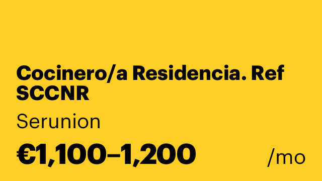 Cocinero/a Residencia. Ref SCCNR