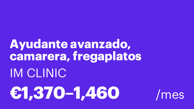 Ayudante avanzado, camarera, fregaplatos