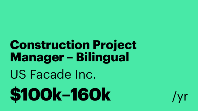 Construction Project Manager – Bilingual (English/Chinese)