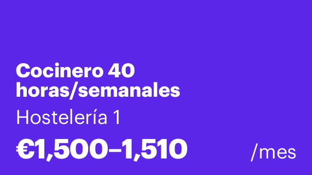 Cocinero 40 horas/semanales