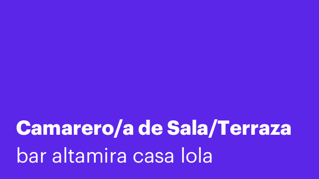 Camarero/a de Sala/Terraza