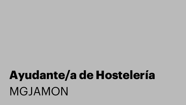 Ayudante/a de Hostelería
