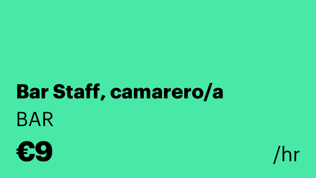 Bar Staff, camarero/a